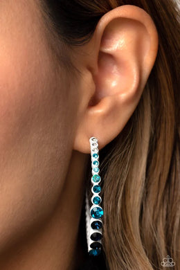 Paparazzi Gossip CURL - Blue Hoop Earrings