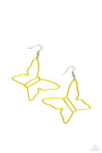 Paparazzi Soaring Silhouettes - Yellow Earring Butterfly