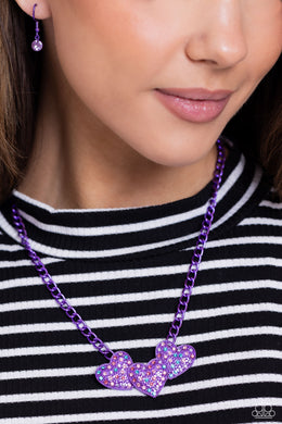 Paparazzi Low-Key Lovestruck - Purple Necklace & Earrings NEW