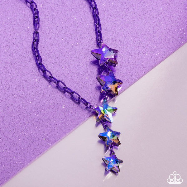 Paparazzi Star-Crossed Sparkle - Purple Necklace & Earrings