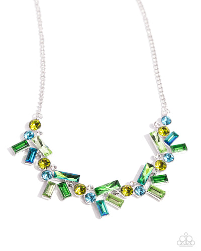 Paparazzi Serene Statement - Green Necklace & Earrings NEW