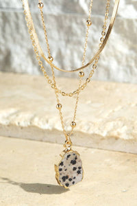 Natural Stone Pendant Layered Necklace