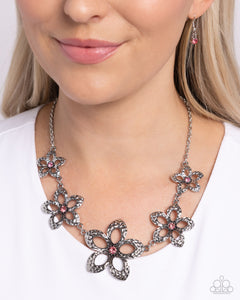 Paparazzi Faithful Florals - Pink Necklace & Earrings