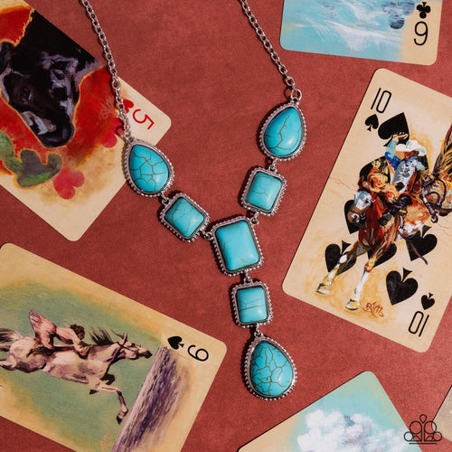 Paparazzi Defaced Deal - Blue Necklace & Earrings