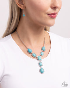 Paparazzi Defaced Deal - Blue Necklace & Earrings