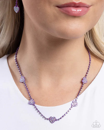 Paparazzi Homecoming Hearts - Purple Necklace & Earrings