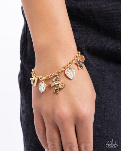 Paparazzi Cheerleading Camp - Gold Charm Bracelet