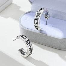 Load image into Gallery viewer, Cowgirl Engraved Silver Hoop Earrings SHIPS 7-24