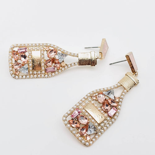 Rhinestone Bottle -  Stud Earrings