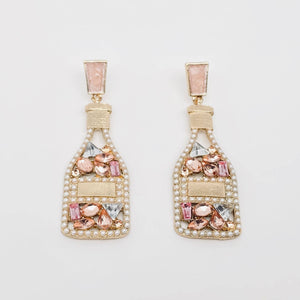 Rhinestone Bottle -  Stud Earrings