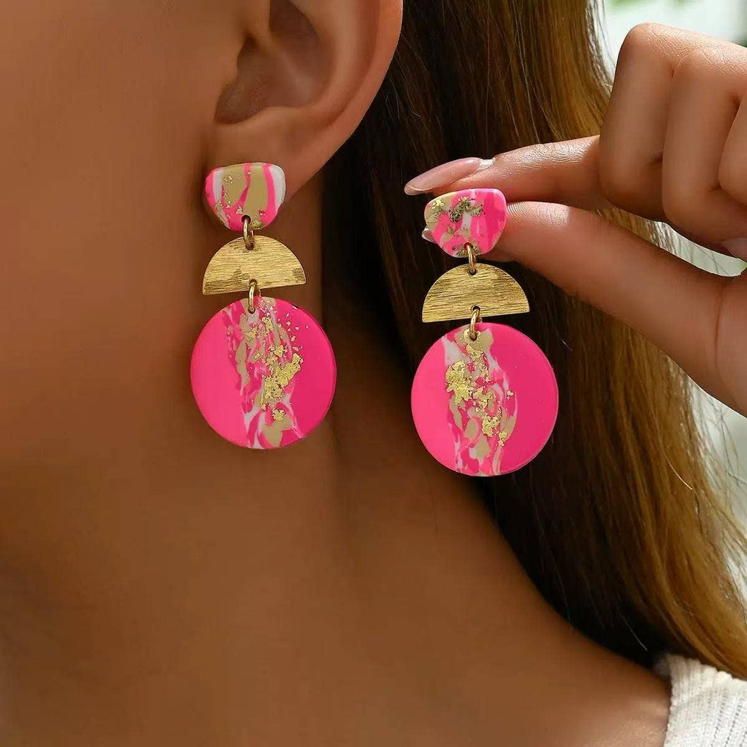 Pink and Gold Drop and Dangle Earrings