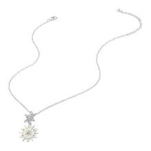 Load image into Gallery viewer, Double Snowflake Link Drop Pendant Necklace