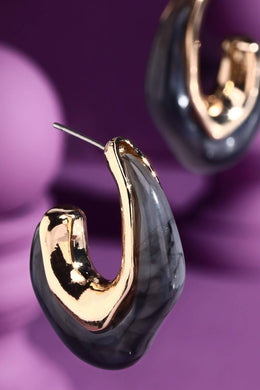 Pearl Finish Organic Shaped Hoop Earrings