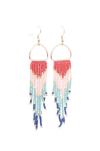 Load image into Gallery viewer, Beaded Chevron Pattern Fringe Earrings