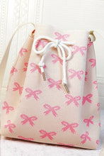 Load image into Gallery viewer, Coquette Ribbon Pattern Crossbody Bucket Bag