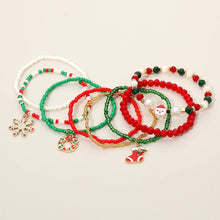Load image into Gallery viewer, Snowflake Christmas Socks Wreath Charm Pearl Santa Stretch - Multi Layered Bracelets