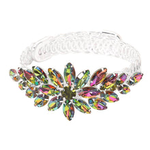 Load image into Gallery viewer, Marquise Floral Stone Cluster Adjustable Evening Bracelet oil spill