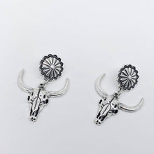 Load image into Gallery viewer, Western Style Metal Skull Bull Head - -Earring