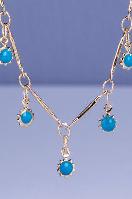 Chain Link Charm Necklace Blue Short