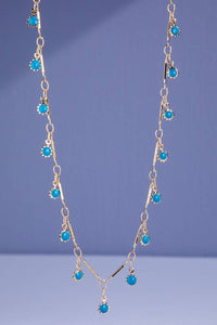 Chain Link Charm Necklace Blue Short