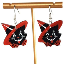 Load image into Gallery viewer, Vintage black cat earrings