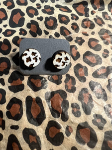 Wooden Cheetah Print Stud Earrings