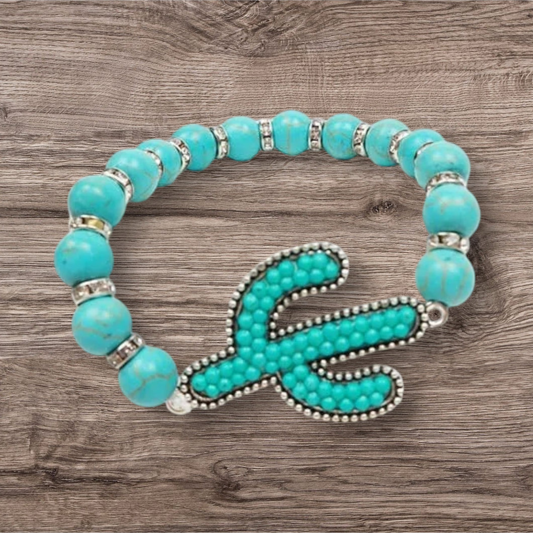 Cactus Bead Stretch Bracelet