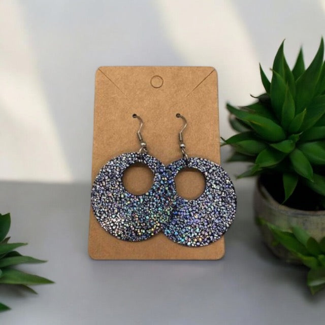 Retro Circle Holographic Circle Earrings