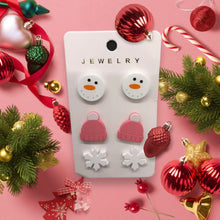 Load image into Gallery viewer, Snowman Earring Set 3 Pack - Snowman, Hat, Snowflake