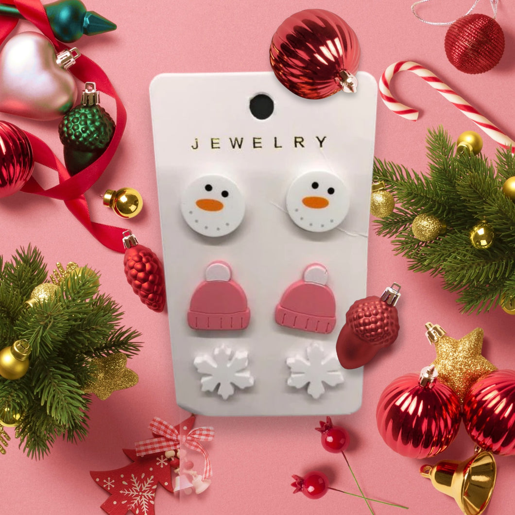 Snowman Earring Set 3 Pack - Snowman, Hat, Snowflake