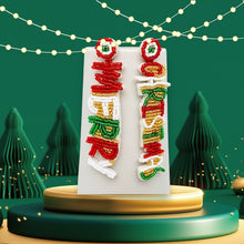 Load image into Gallery viewer, Merry Christmas Glass Beads Hand-woven Earrings
