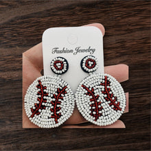 Load image into Gallery viewer, Baseball Handwoven Beads circle  Earrings