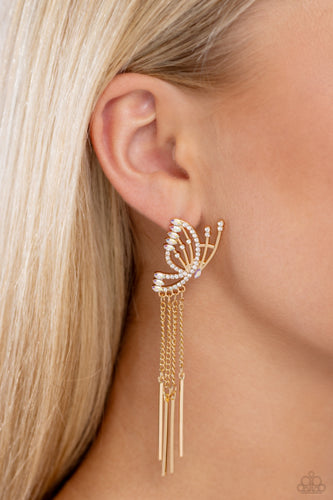 Paparazzi A Few Of My Favorite WINGS - Gold - Butterfly Earrings