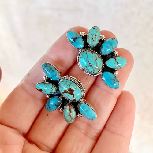 Western Vintage Turquoise Cluster Earrings Navajo NEW