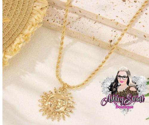Sun, Moon and Stars Gold Short Necklace