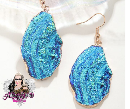 Oceanic Glitter Marble Earrings