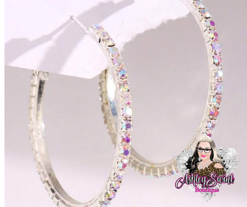 Iridescent Silver Hoop Earrings