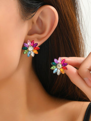Multi colored Flower post earrings