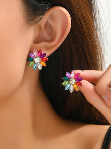 Multi colored Flower post earrings