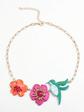 Hawaii Flowers and Hummingbirds Necklace