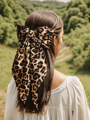 Cheetah Babe Long tail Hair Bow