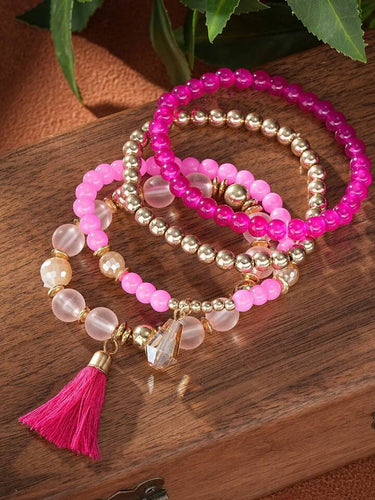Glassy Neon Pink Bracelet stack