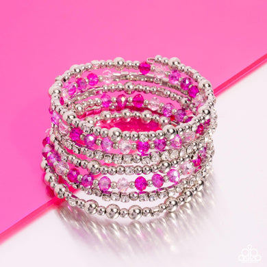 Paparazzi ICE Knowing You - Pink Infinity Wrap Coil Bracelet - Pink Diamond Exclusive NEW