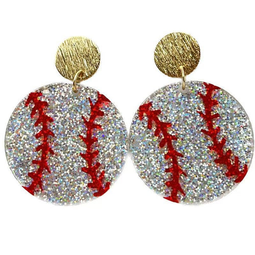 Drop and Dangle Acrylic Baseball Earrings NEW