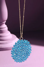 Load image into Gallery viewer, Beaded Circle Pendant Long Necklace Blue