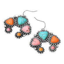 Load image into Gallery viewer, Vintage Southwestern Triple Heart Horseshoe Dangle Earrings - Paparazzi $5 Jewelry with Ashley Swint