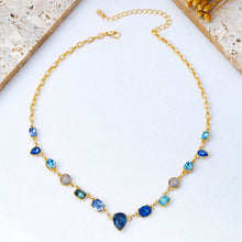 Load image into Gallery viewer, Ombré Sapphire-Hued Crystal Statement Necklace SHIPS 7-24