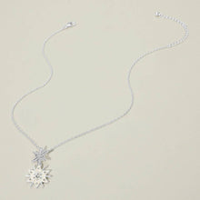 Load image into Gallery viewer, Double Snowflake Link Drop Pendant Necklace