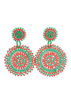 Load image into Gallery viewer, Seed Bead Round Disc Drop Earrings