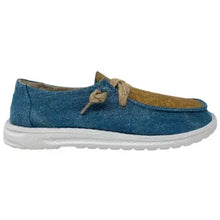 Load image into Gallery viewer, Gypsy Jazz Slip on-Turquoise Tooled Leather Top shoe